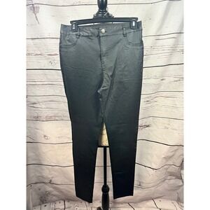 IRIS  juniors Black High Rise‎ Shiny Coated Skinny Jeans Pants Size large